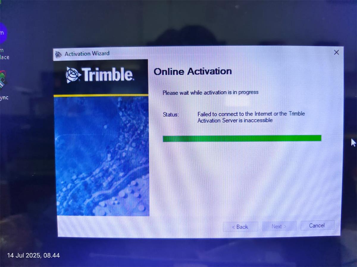 trimble activation center failed to connect